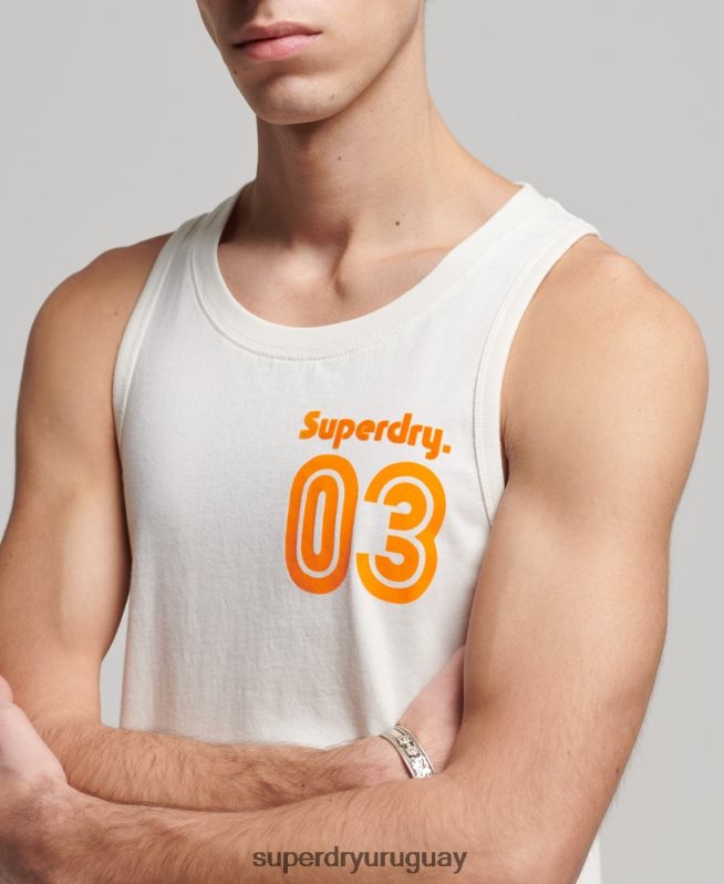 uy Superdry hombres top de tirantes clásico terreno vintage blanco DT2N8Z1526 ropa