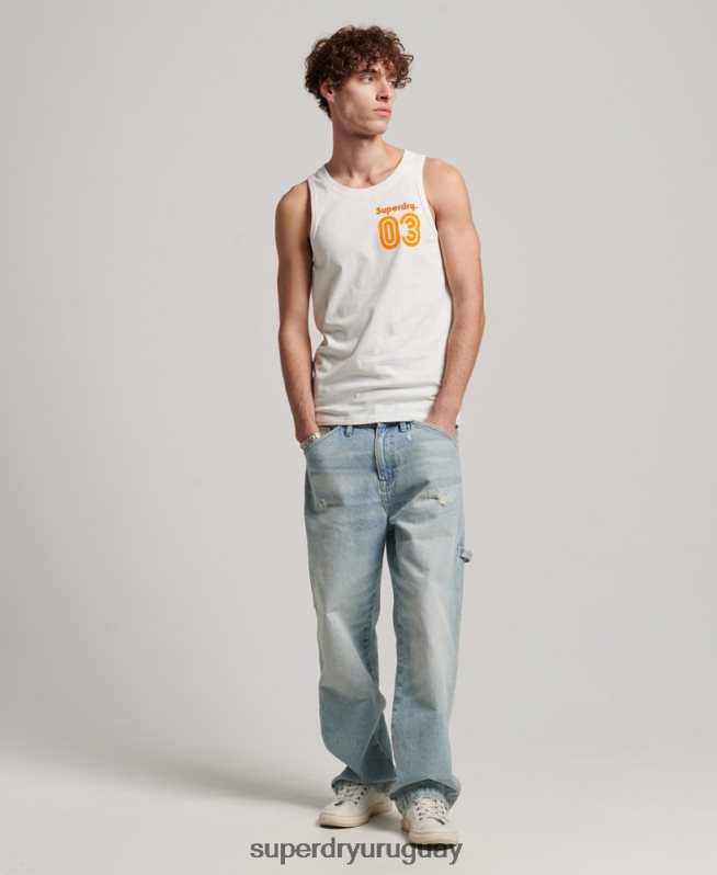 uy Superdry hombres top de tirantes clásico terreno vintage blanco DT2N8Z1526 ropa
