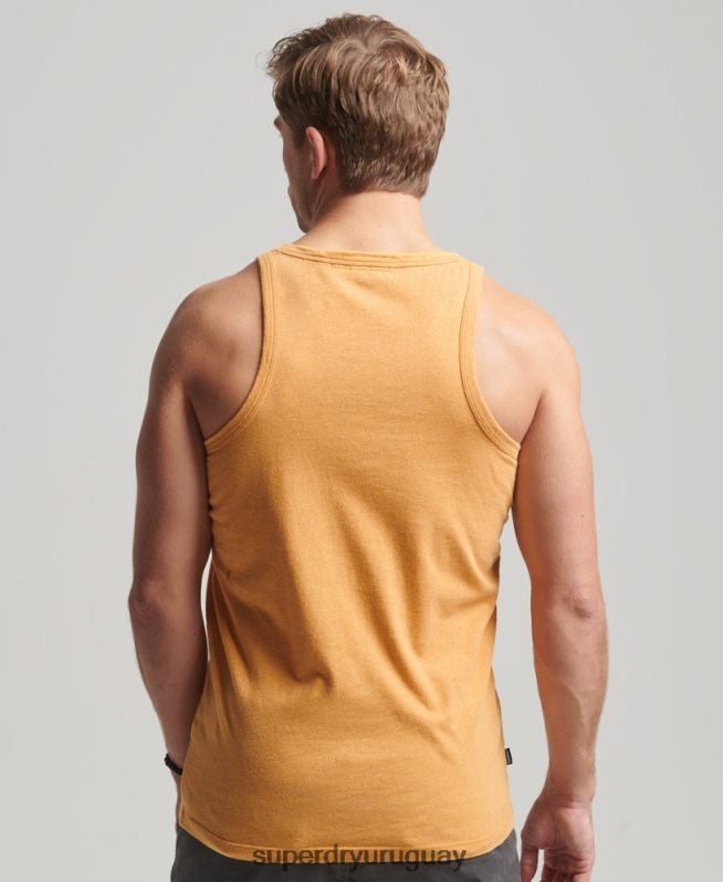 uy Superdry hombres top sin mangas de algodón orgánico con logo vintage amarillo DT2N8Z1517 ropa