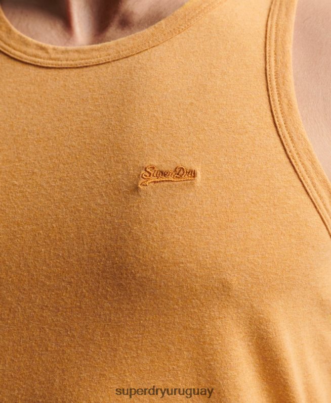 uy Superdry hombres top sin mangas de algodón orgánico con logo vintage amarillo DT2N8Z1517 ropa