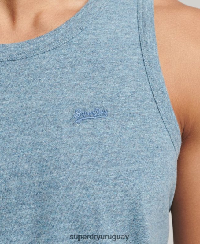 uy Superdry hombres top sin mangas de algodón orgánico con logo vintage azul DT2N8Z1482 ropa