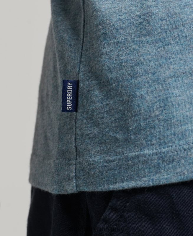 uy Superdry hombres top sin mangas de algodón orgánico con logo vintage azul DT2N8Z1482 ropa