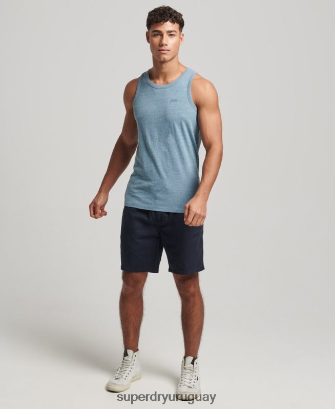 uy Superdry hombres top sin mangas de algodón orgánico con logo vintage azul DT2N8Z1482 ropa