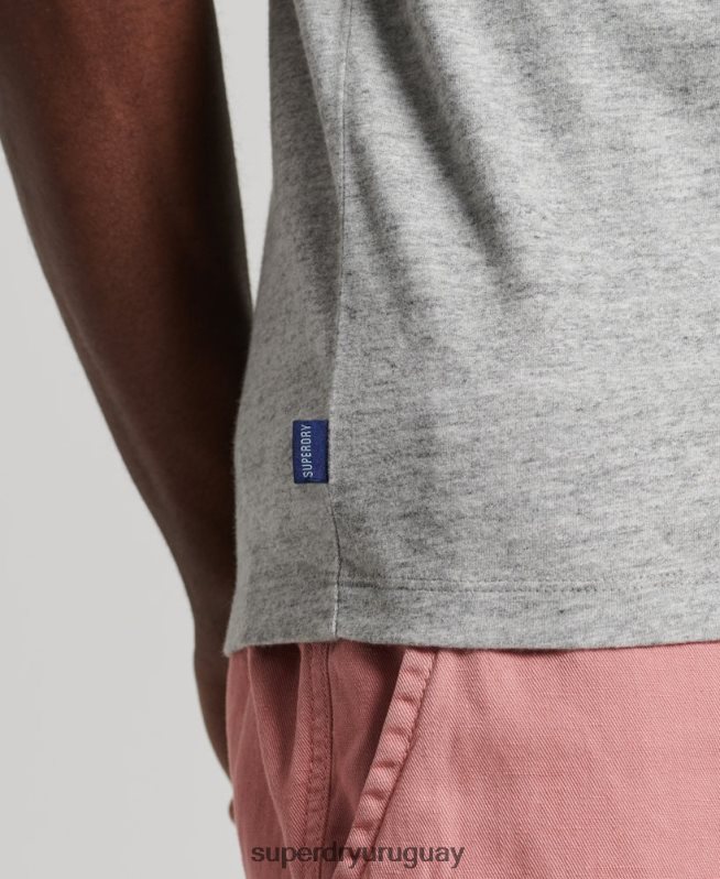 uy Superdry hombres top sin mangas de algodón orgánico con logo vintage gris DT2N8Z1493 ropa