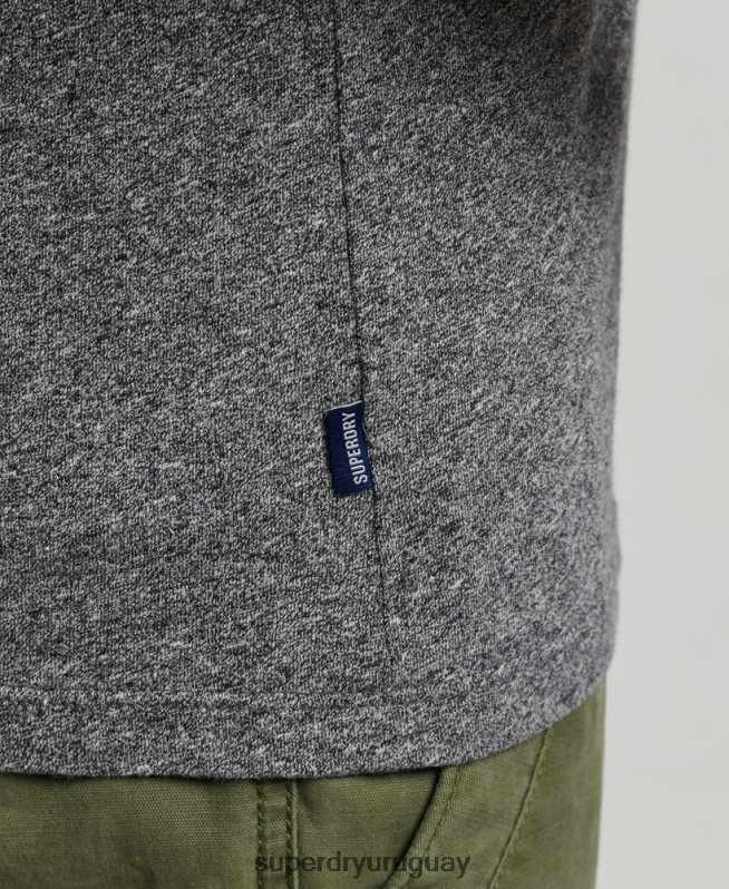 uy Superdry hombres top sin mangas de algodón orgánico con logo vintage gris oscuro DT2N8Z1502 ropa