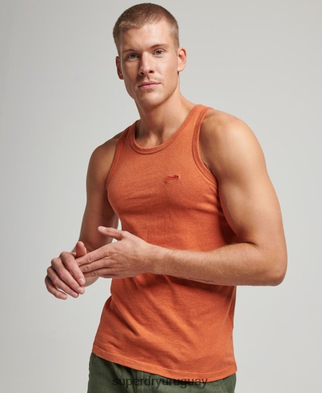 uy Superdry hombres top sin mangas de algodón orgánico con logo vintage naranja DT2N8Z1511 ropa