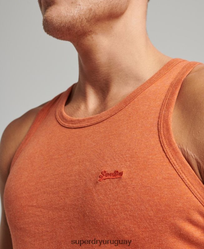 uy Superdry hombres top sin mangas de algodón orgánico con logo vintage naranja DT2N8Z1511 ropa