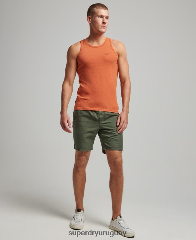 uy Superdry hombres top sin mangas de algodón orgánico con logo vintage naranja DT2N8Z1511 ropa