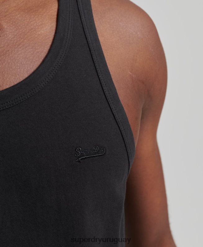 uy Superdry hombres top sin mangas de algodón orgánico con logo vintage negro DT2N8Z1500 ropa