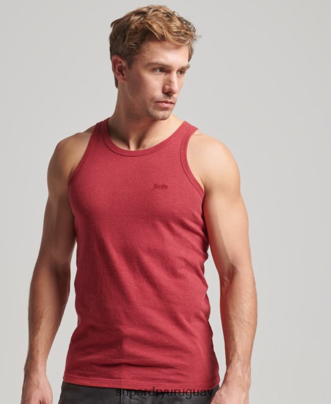 uy Superdry hombres top sin mangas de algodón orgánico con logo vintage rojo DT2N8Z1490 ropa