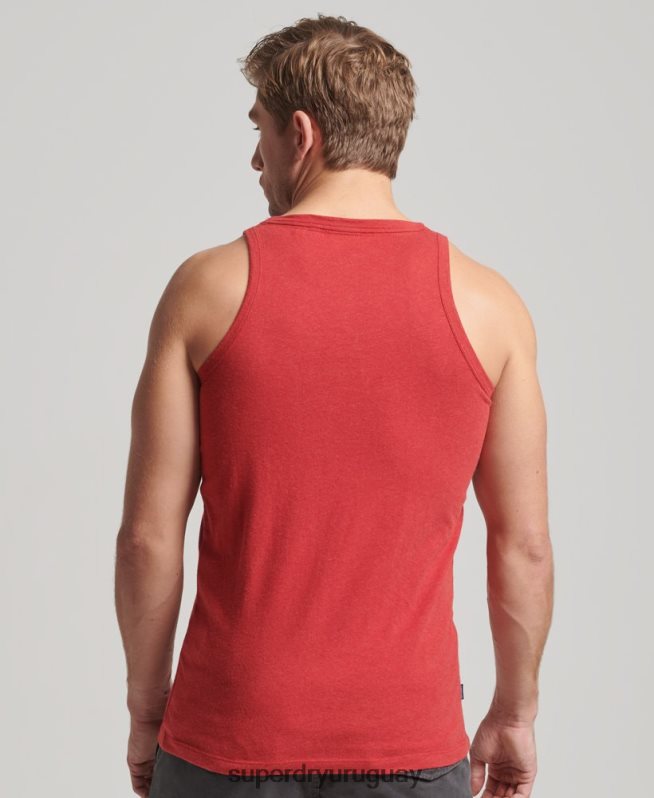 uy Superdry hombres top sin mangas de algodón orgánico con logo vintage rojo DT2N8Z1490 ropa