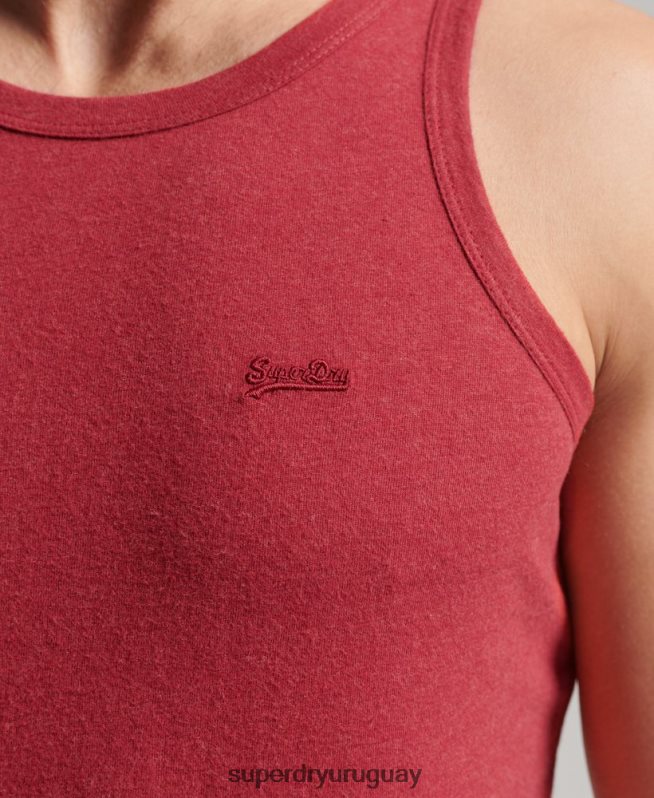 uy Superdry hombres top sin mangas de algodón orgánico con logo vintage rojo DT2N8Z1490 ropa