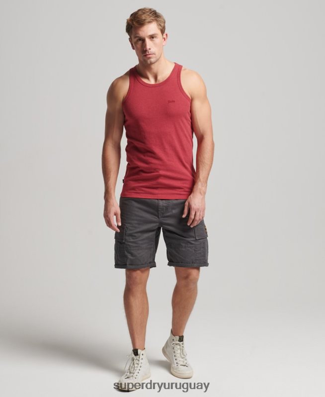 uy Superdry hombres top sin mangas de algodón orgánico con logo vintage rojo DT2N8Z1490 ropa