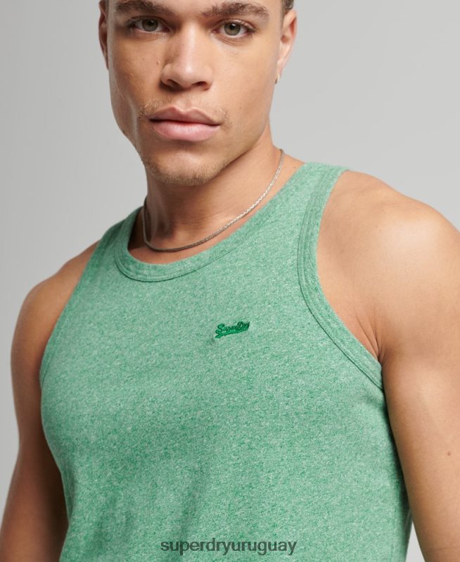 uy Superdry hombres top sin mangas de algodón orgánico con logo vintage verde DT2N8Z1535 ropa