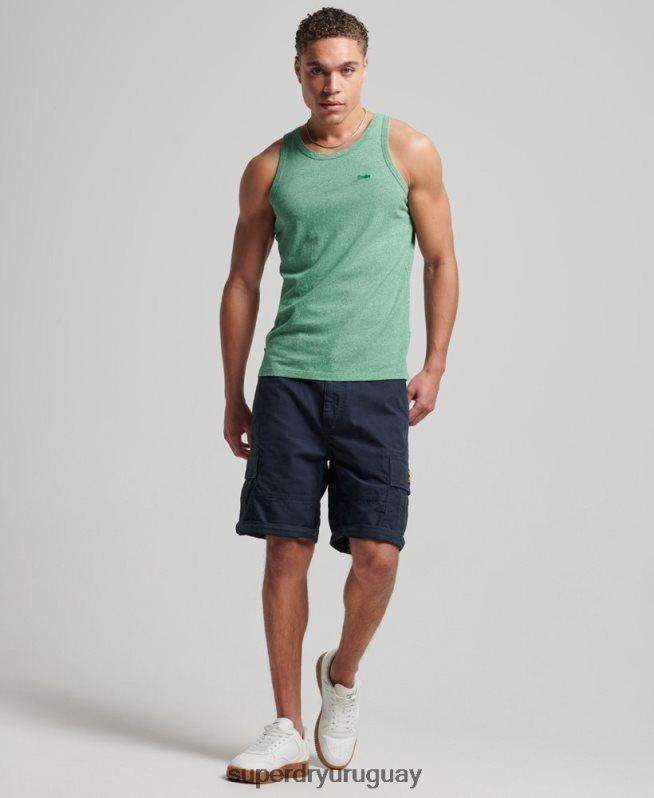 uy Superdry hombres top sin mangas de algodón orgánico con logo vintage verde DT2N8Z1535 ropa