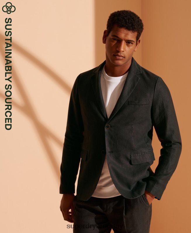 uy Superdry hombres blazer de cáñamo de edición limitada negro DT2N8Z4737 ropa