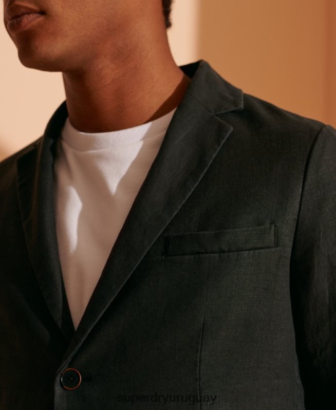 uy Superdry hombres blazer de cáñamo de edición limitada negro DT2N8Z4737 ropa