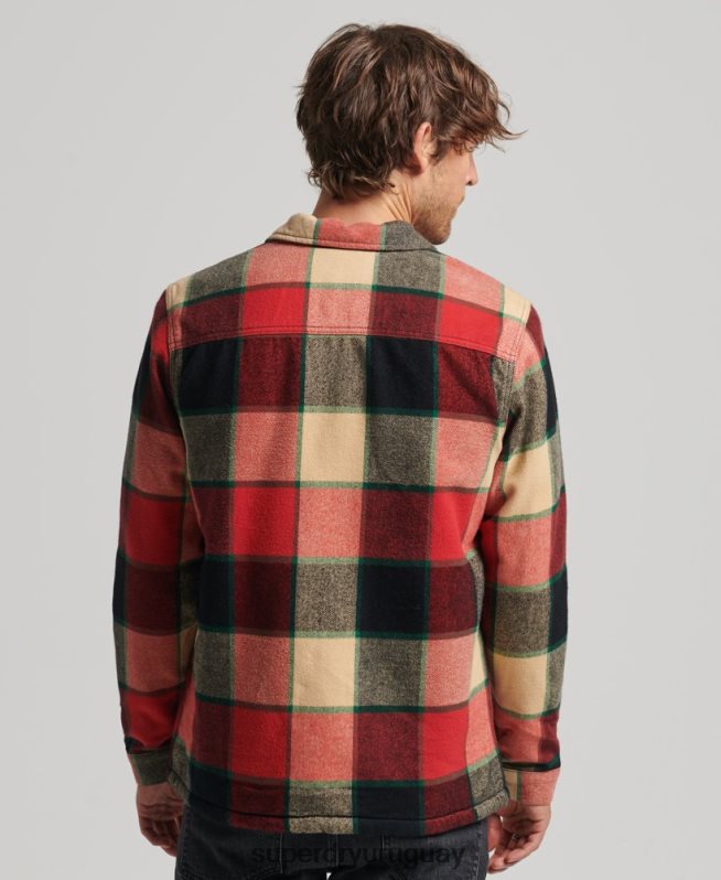uy Superdry hombres camisa de cuadros utilitarios rojo DT2N8Z4716 ropa