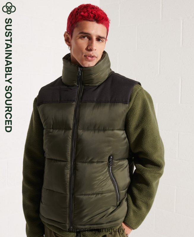 uy Superdry hombres chaleco acolchado caqui DT2N8Z4534 ropa