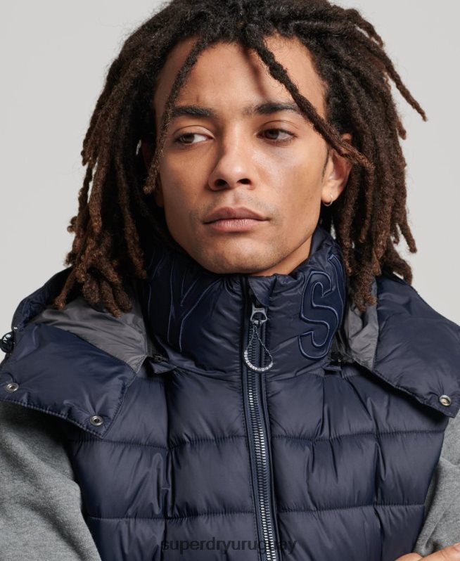 uy Superdry hombres chaleco acolchado clásico con capucha Armada DT2N8Z1069 ropa