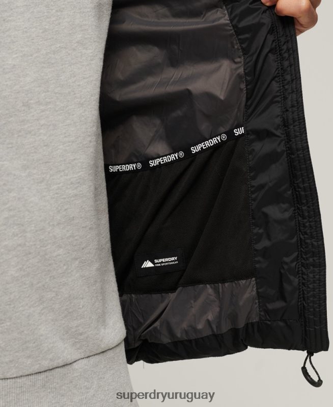 uy Superdry hombres chaleco acolchado clásico con capucha negro DT2N8Z1052 ropa
