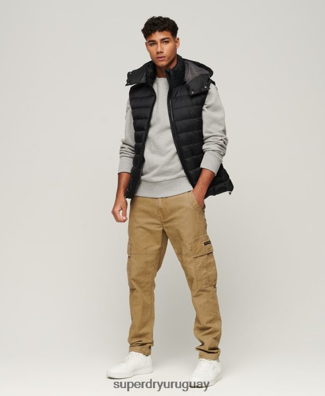 uy Superdry hombres chaleco acolchado clásico con capucha negro DT2N8Z1052 ropa