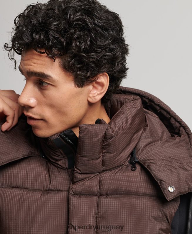 uy Superdry hombres chaleco acolchado corto touchline marrón DT2N8Z958 ropa