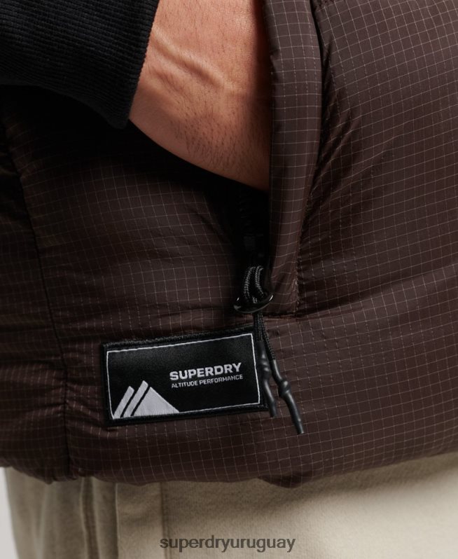uy Superdry hombres chaleco acolchado corto touchline marrón DT2N8Z958 ropa