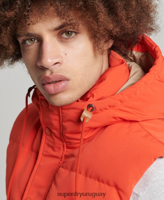 uy Superdry hombres chaleco acolchado everest con capucha naranja DT2N8Z4460 ropa