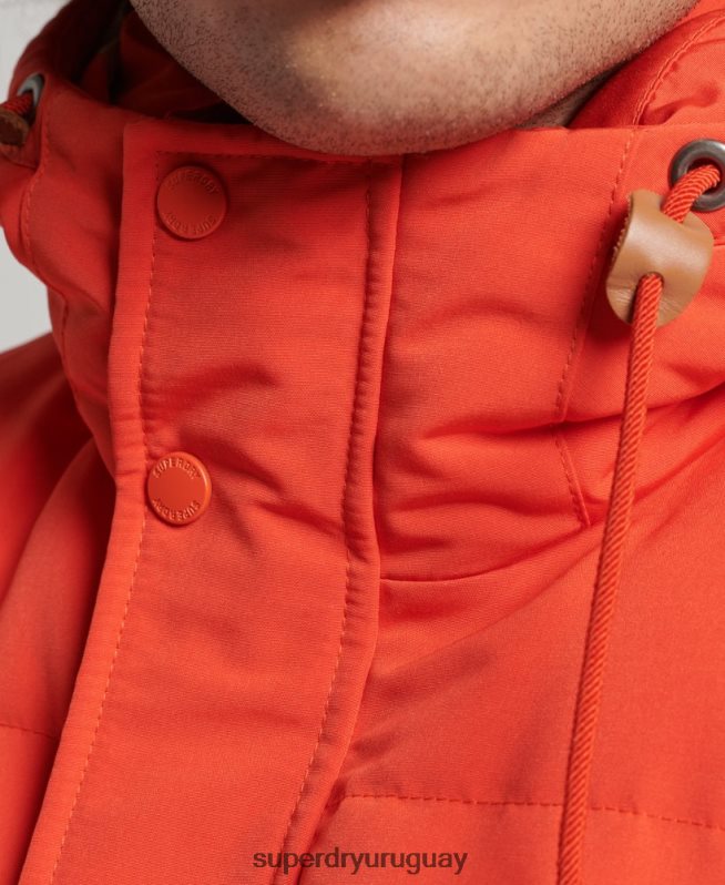uy Superdry hombres chaleco acolchado everest con capucha naranja DT2N8Z4460 ropa