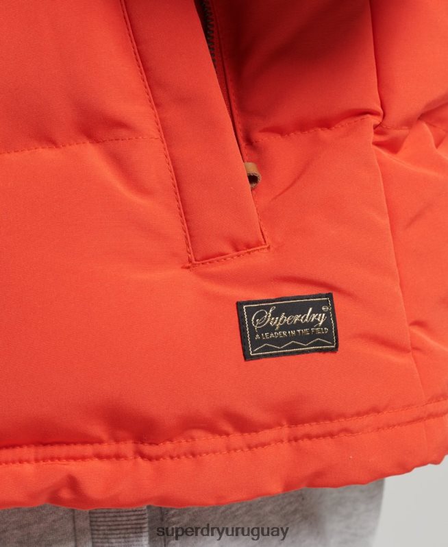 uy Superdry hombres chaleco acolchado everest con capucha naranja DT2N8Z4460 ropa