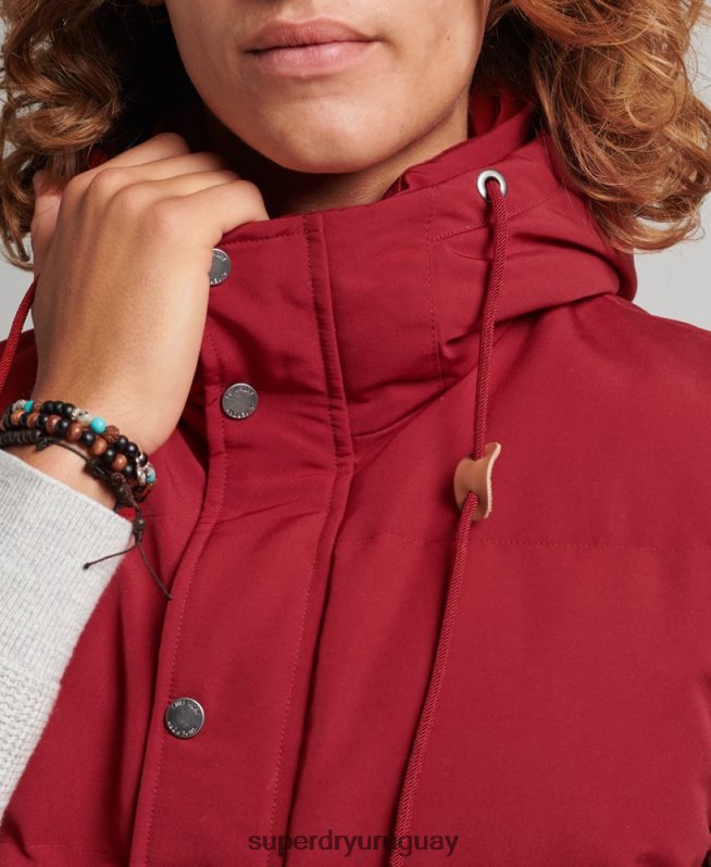 uy Superdry hombres chaleco acolchado everest con capucha rojo DT2N8Z984 ropa