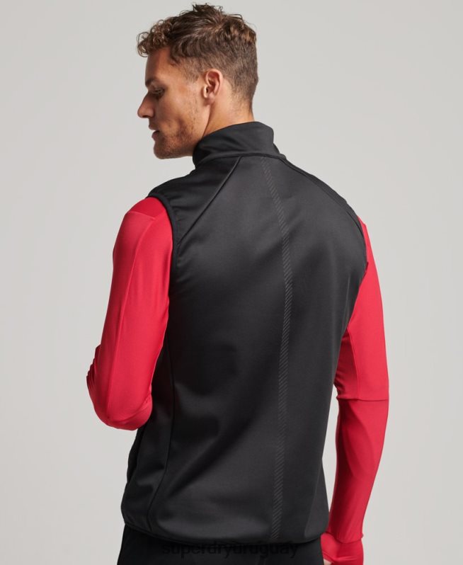 uy Superdry hombres chaleco acolchado híbrido run negro DT2N8Z1133 ropa