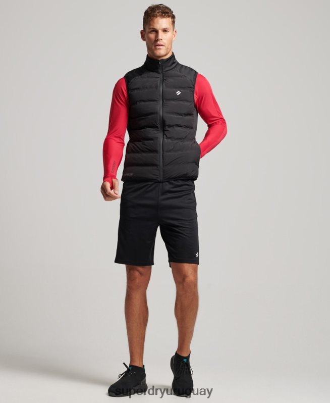 uy Superdry hombres chaleco acolchado híbrido run negro DT2N8Z1133 ropa