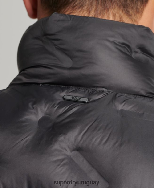 uy Superdry hombres chaleco acolchado ligero corto negro DT2N8Z4476 ropa