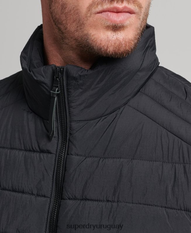 uy Superdry hombres chaleco acolchado ligero negro DT2N8Z4435 ropa