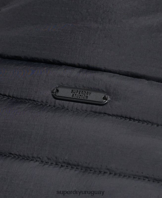 uy Superdry hombres chaleco acolchado ligero negro DT2N8Z4435 ropa
