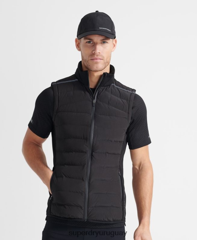 uy Superdry hombres chaleco adaptable run negro DT2N8Z4609 ropa
