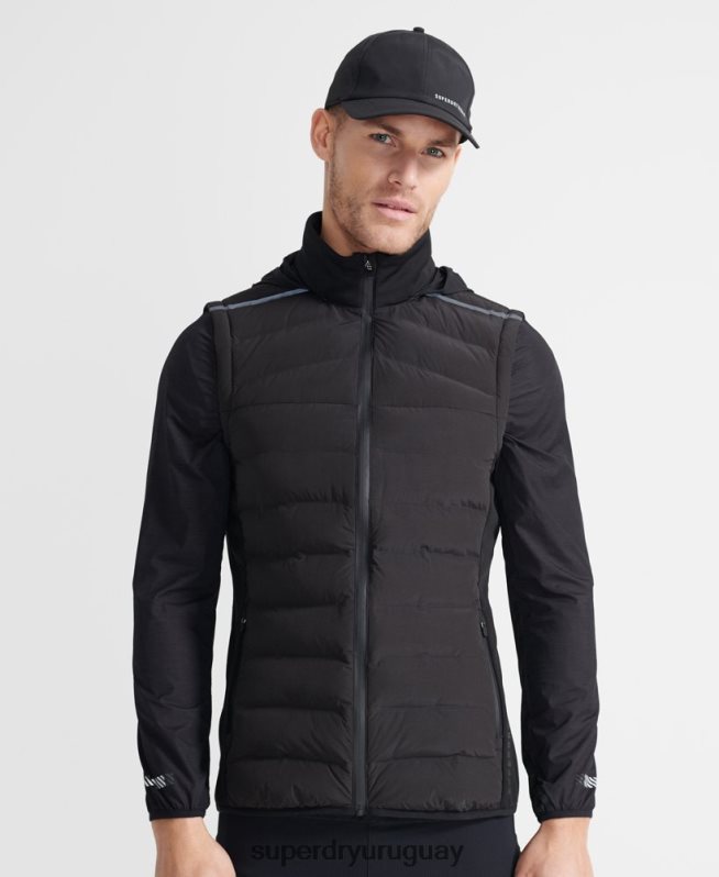 uy Superdry hombres chaleco adaptable run negro DT2N8Z4609 ropa