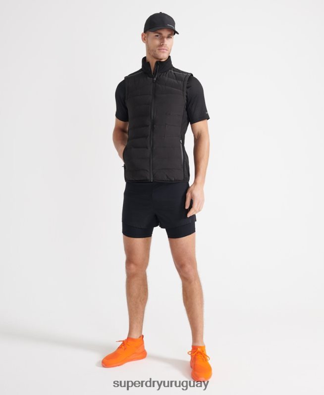 uy Superdry hombres chaleco adaptable run negro DT2N8Z4609 ropa