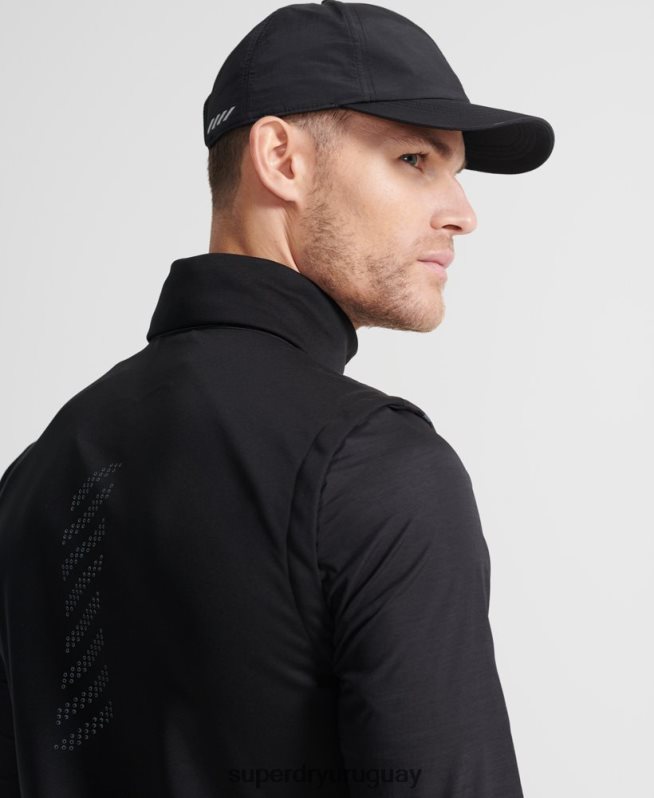uy Superdry hombres chaleco adaptable run negro DT2N8Z4609 ropa