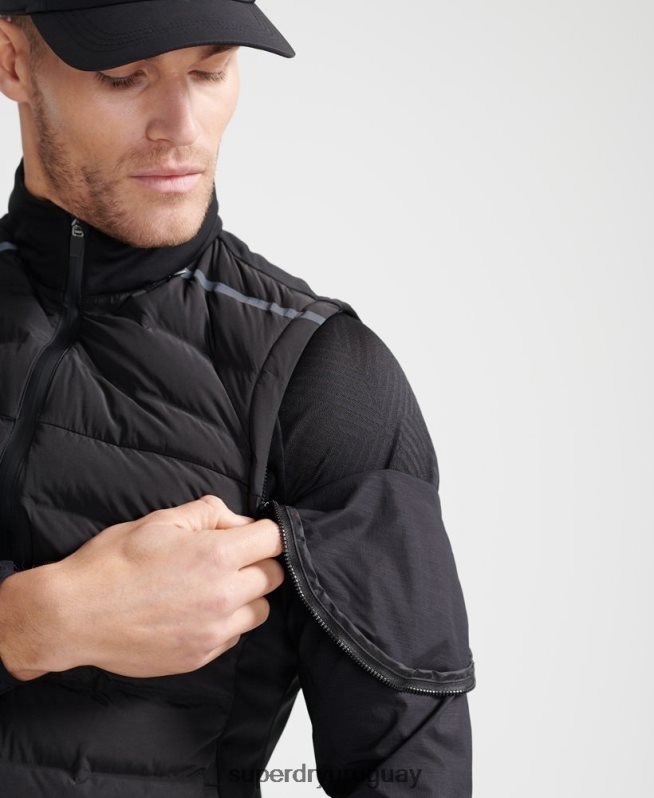 uy Superdry hombres chaleco adaptable run negro DT2N8Z4609 ropa