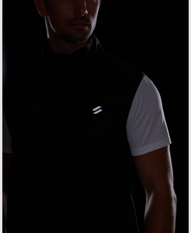 uy Superdry hombres chaleco cortavientos ligero run negro DT2N8Z4726 ropa