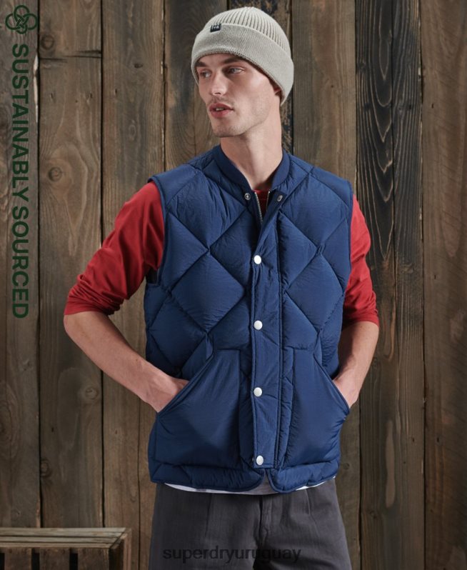 uy Superdry hombres chaleco de plumón de pato seco de edición limitada azul DT2N8Z4765 ropa