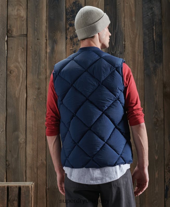 uy Superdry hombres chaleco de plumón de pato seco de edición limitada azul DT2N8Z4765 ropa
