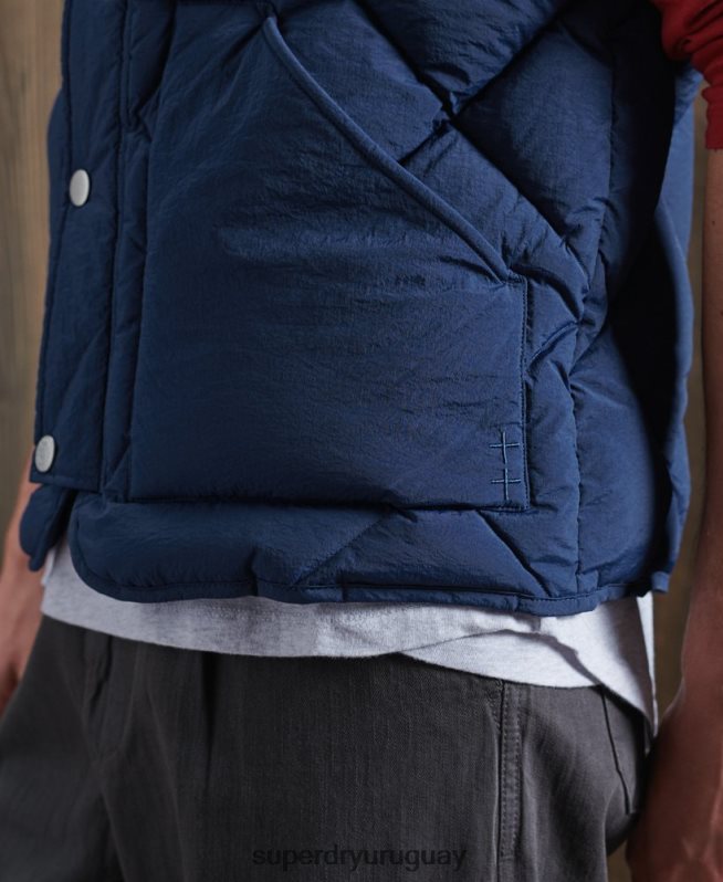 uy Superdry hombres chaleco de plumón de pato seco de edición limitada azul DT2N8Z4765 ropa