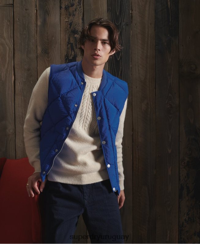 uy Superdry hombres chaleco de plumón de pato seco de edición limitada azul DT2N8Z4766 ropa