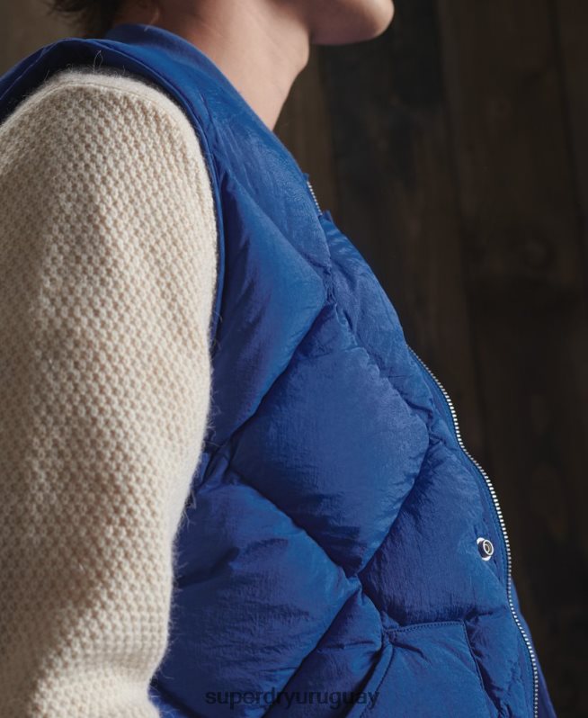 uy Superdry hombres chaleco de plumón de pato seco de edición limitada azul DT2N8Z4766 ropa