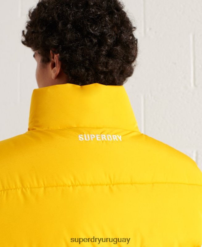 uy Superdry hombres chaleco deportivo acolchado sin capucha amarillo DT2N8Z1156 ropa