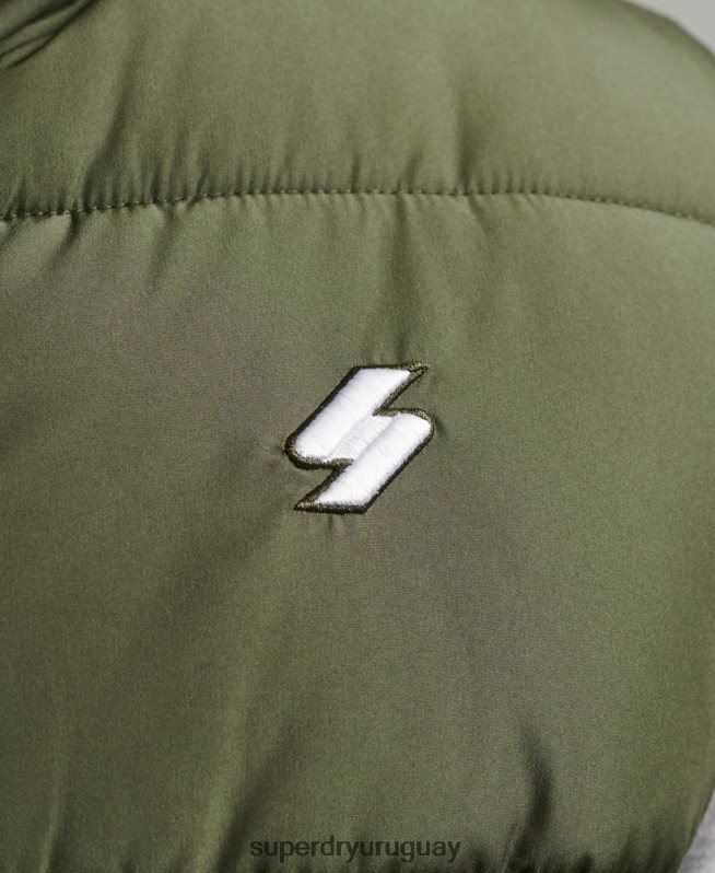 uy Superdry hombres chaleco deportivo acolchado sin capucha caqui DT2N8Z990 ropa